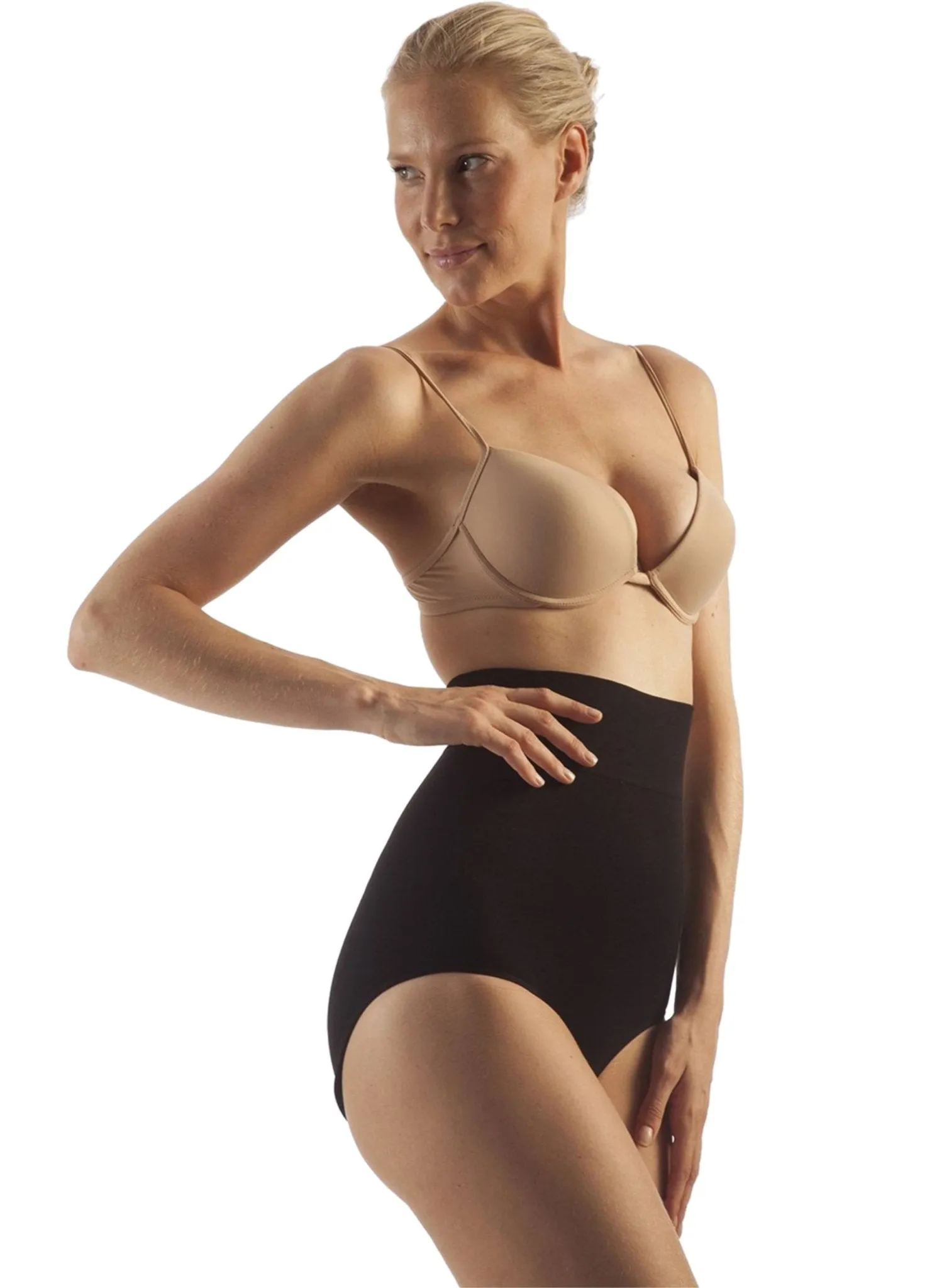 Seamless Milk-Fiber Body Shaping High Waist Briefs - Black