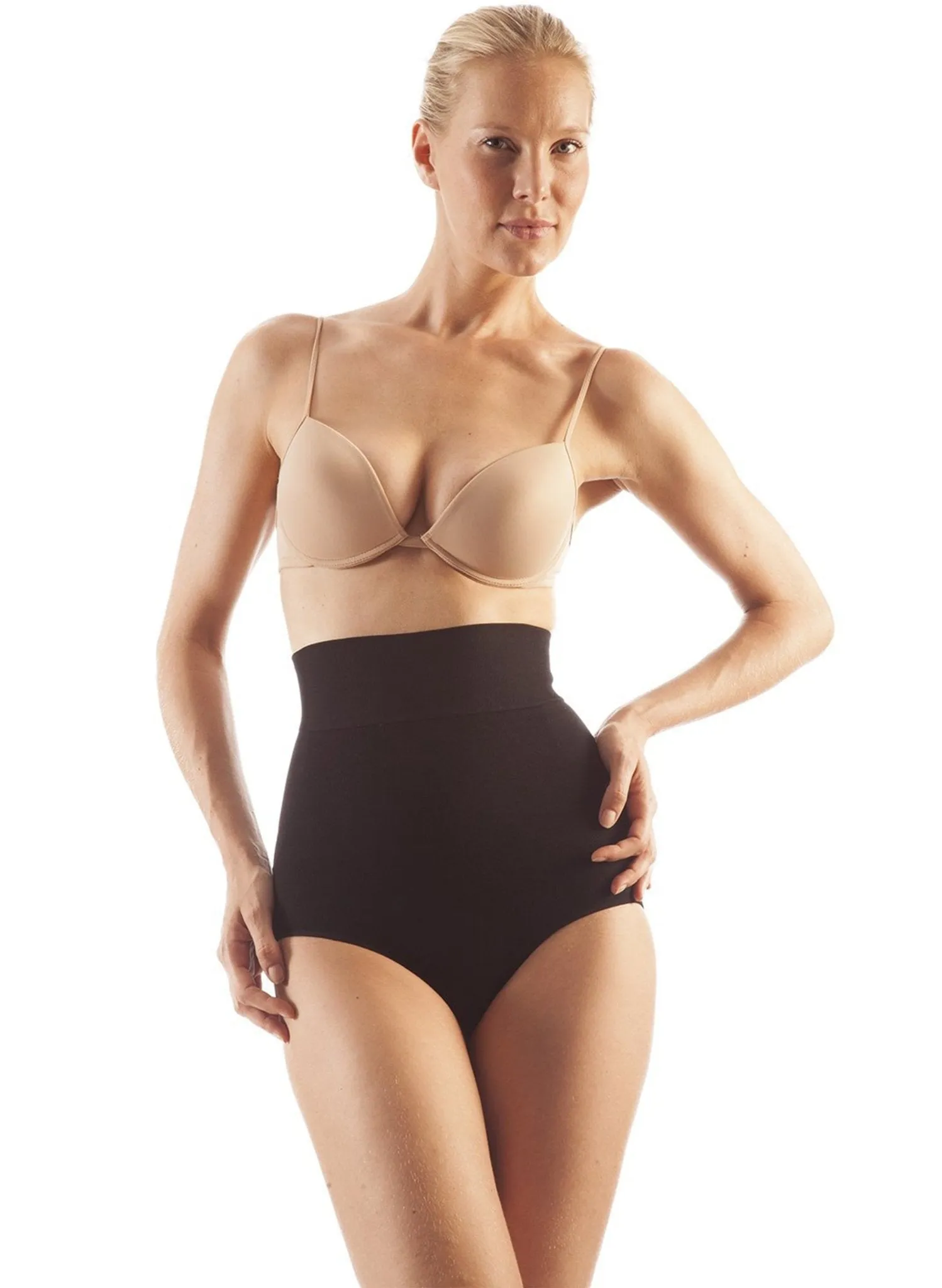 Seamless Milk-Fiber Body Shaping High Waist Briefs - Black