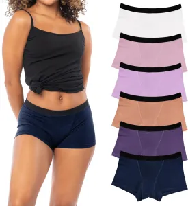 Sexy Basics Women's 6 Pack & 12 Pack Active Boy Short - Boxer Brief Cotton-Stretch Panties