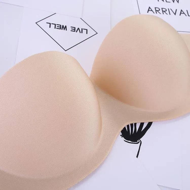Skin Pushup Strapless Bra with 2 pairs of Transparent and Adjustable Straps