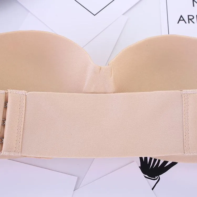 Skin Pushup Strapless Bra with 2 pairs of Transparent and Adjustable Straps