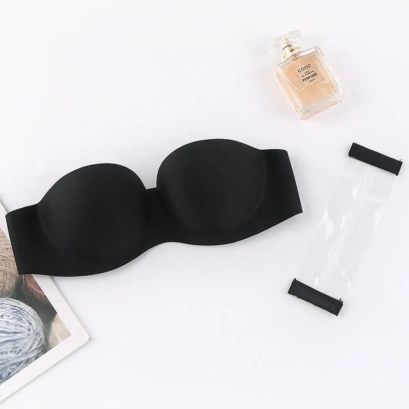 Skin Pushup Strapless Bra with 2 pairs of Transparent and Adjustable Straps