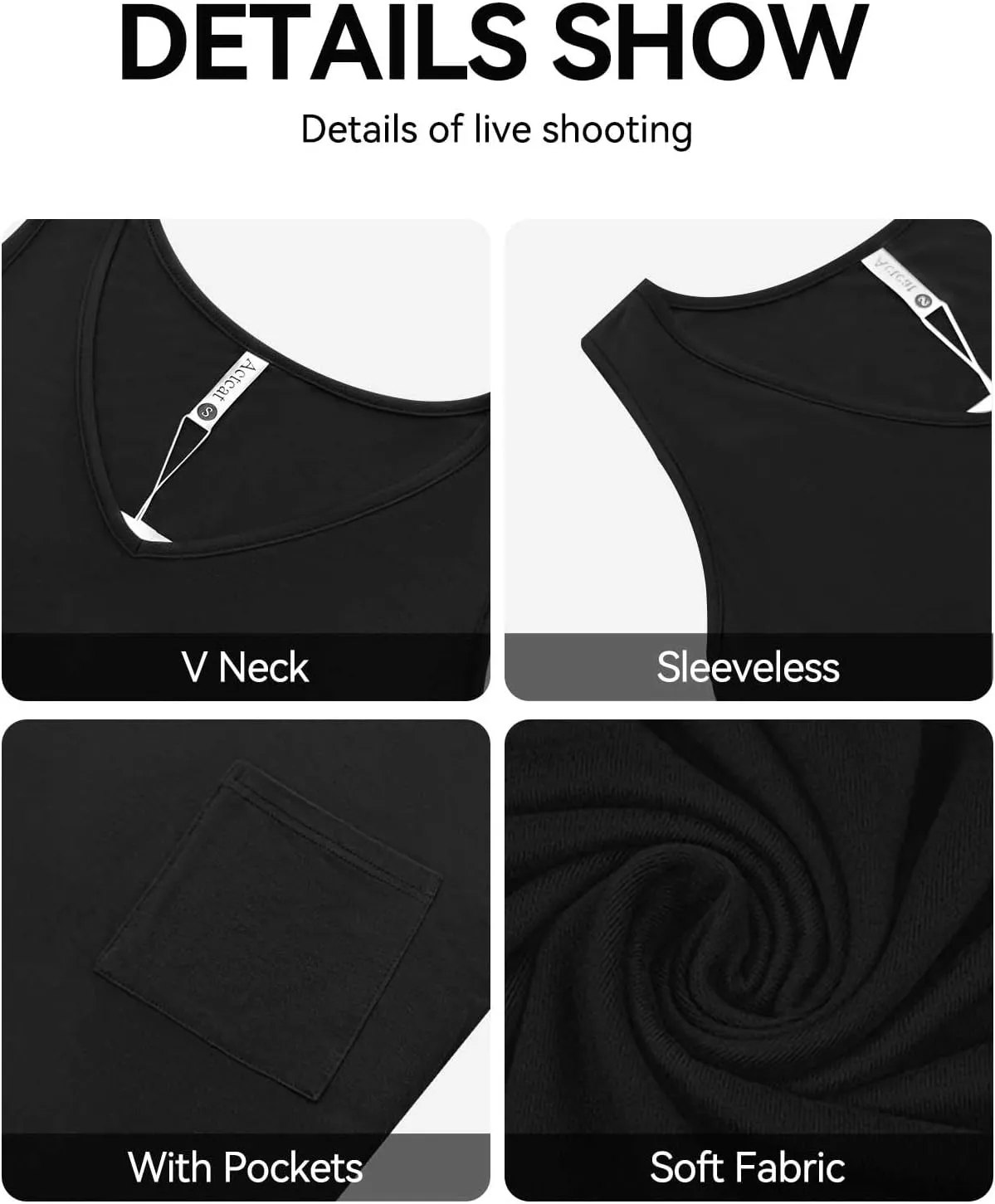 Sleeveless Summer Casual Dresses for Women with Pockets V Neck Swimsuit Coverup Loose Sundresses Beach Tank Dress