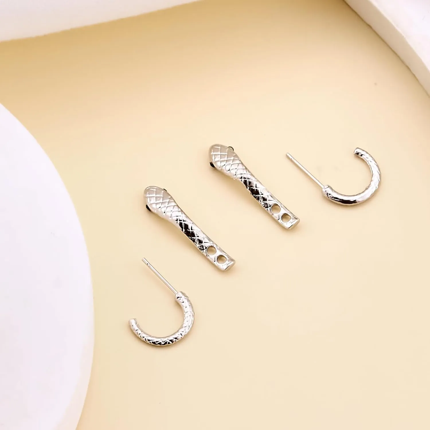 Snake Earrings for Women - Gold Silver Front Back Serpent Animal Earring - Unique Edgy Grunge Goth Jewelry Accessories for Halloween Costume
