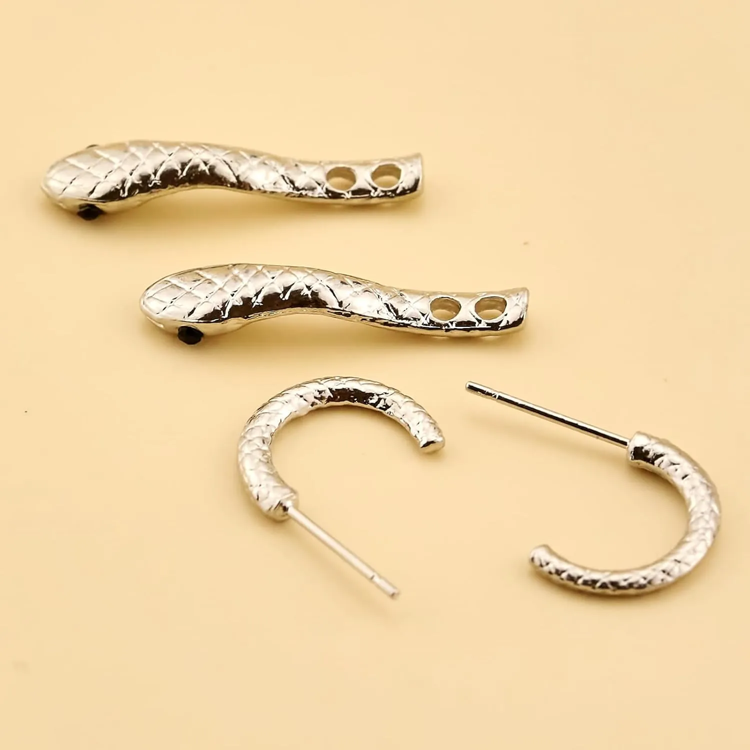 Snake Earrings for Women - Gold Silver Front Back Serpent Animal Earring - Unique Edgy Grunge Goth Jewelry Accessories for Halloween Costume