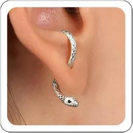 Snake Earrings for Women - Gold Silver Front Back Serpent Animal Earring - Unique Edgy Grunge Goth Jewelry Accessories for Halloween Costume