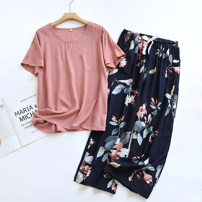 Solid Pink 100% Soft Cotton Wide Leg Pajama Set