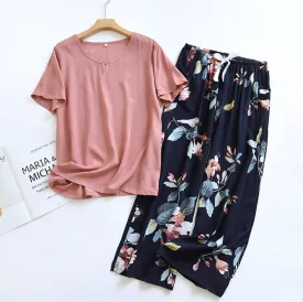 Solid Pink 100% Soft Cotton Wide Leg Pajama Set