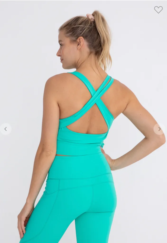Strap Back Cropped Top with Built-In Sports Bra by Mono B - Final Sale