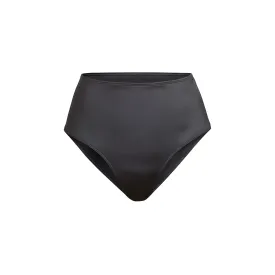 STRETCH SATIN HIGH WAISTED BRIEF | ONYX