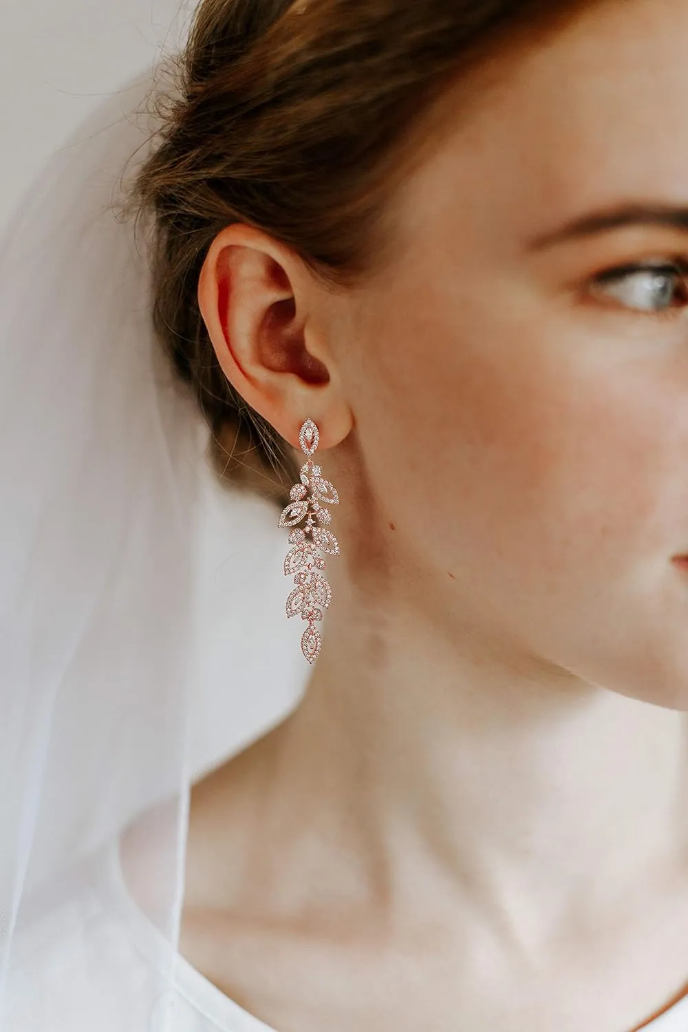 SWEETV Wedding Bridal Chandelier Earrings, Crystal Rhinestone Drop Dangle Earrings for Women Brides