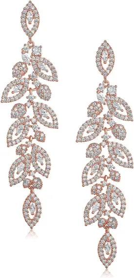 SWEETV Wedding Bridal Chandelier Earrings, Crystal Rhinestone Drop Dangle Earrings for Women Brides
