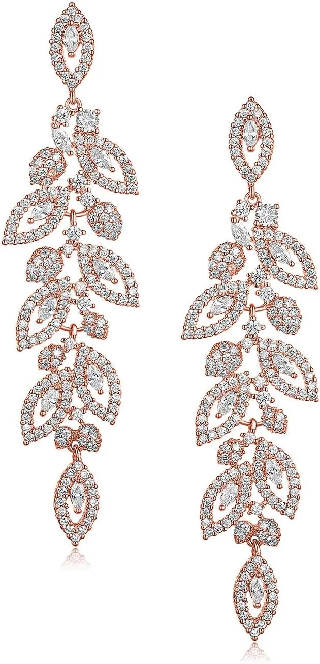 SWEETV Wedding Bridal Chandelier Earrings, Crystal Rhinestone Drop Dangle Earrings for Women Brides