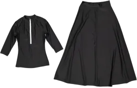 Swimwear Top/Skirt long Set-Black