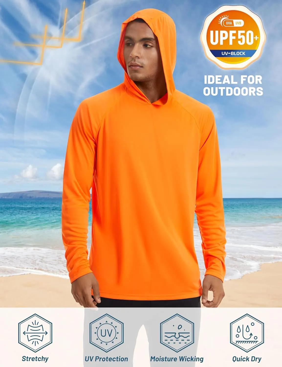 TACVASEN Mens Sun Protection Shirts UPF 50  Rash Guard for Men Long Sleeve Lightweight SPF UV Hoodie Swimming Hiking