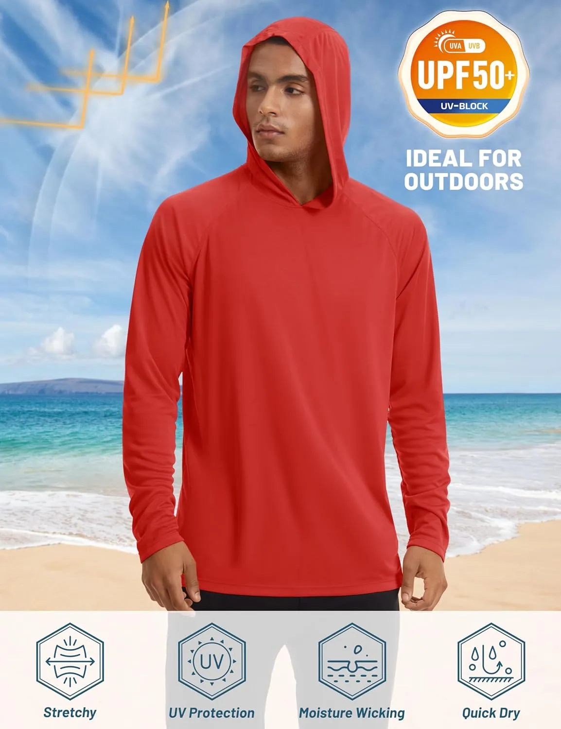 TACVASEN Mens Sun Protection Shirts UPF 50  Rash Guard for Men Long Sleeve Lightweight SPF UV Hoodie Swimming Hiking