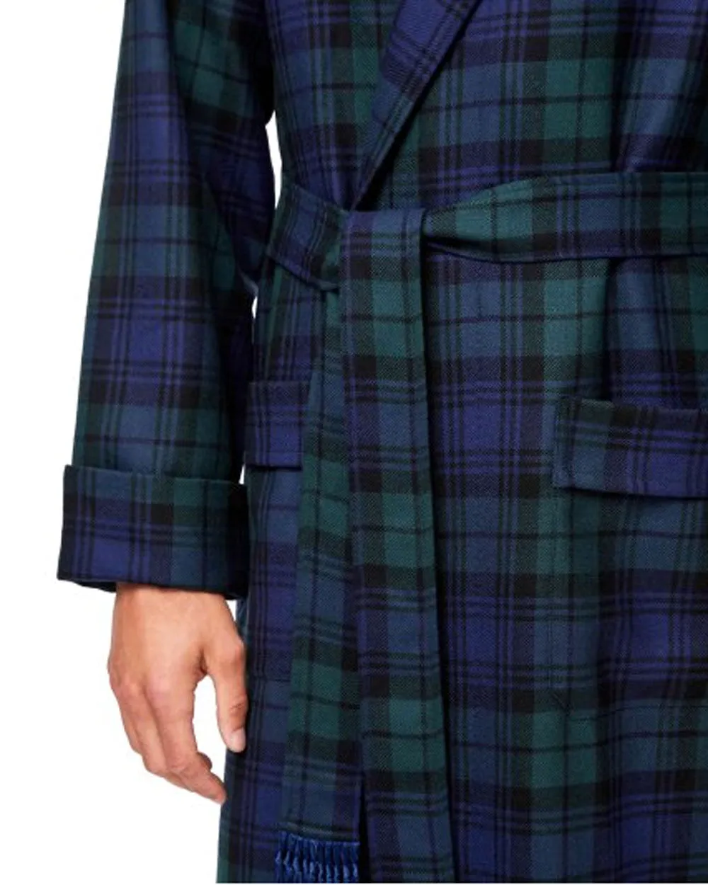 Tartan Black Watch Wool Navy Robe