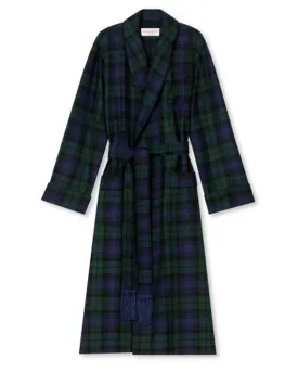 Tartan Black Watch Wool Navy Robe