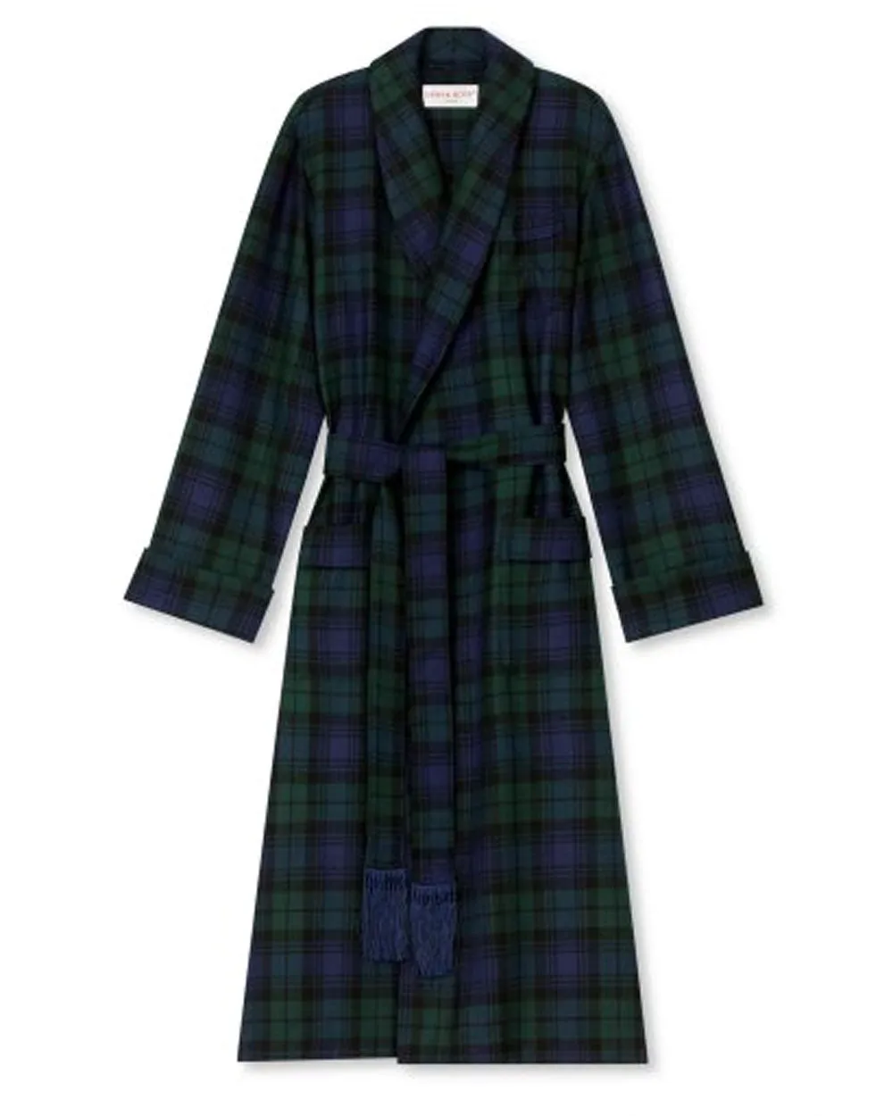 Tartan Black Watch Wool Navy Robe