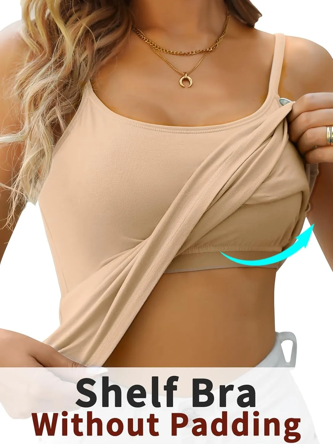 V FOR CITY Women's Shelf Bra Camisole Tops Adjustable Spaghetti Strap Cami Tank Cotton Undershirts 2 Pack