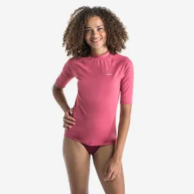 Women's anti-UV short-sleeve surf top T-shirt 100 - dusty