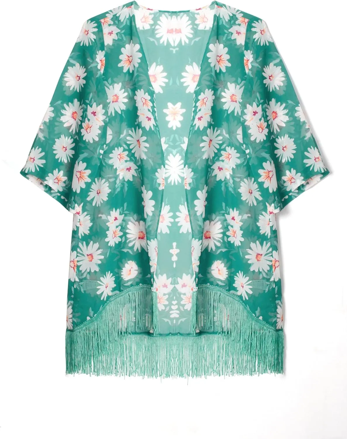 Women's Floral Kimono Cover Up - Lightweight Floral Beachwear for Bikini,Cardigan and Swimwear(WS103-P)