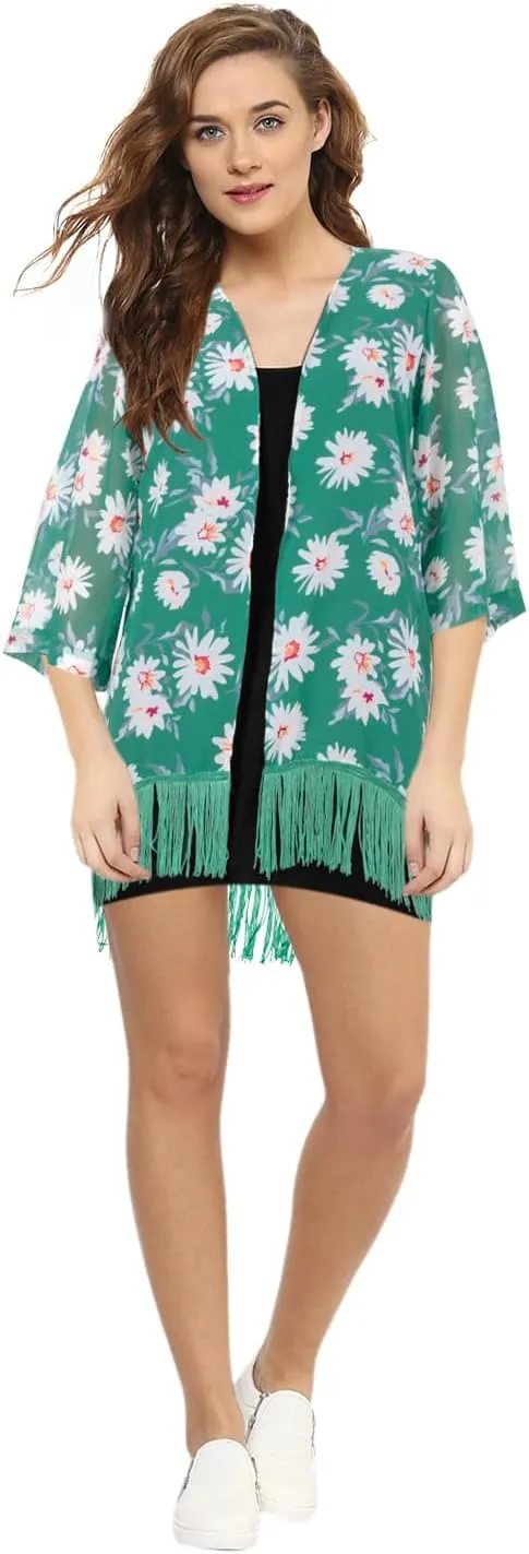 Women's Floral Kimono Cover Up - Lightweight Floral Beachwear for Bikini,Cardigan and Swimwear(WS103-P)