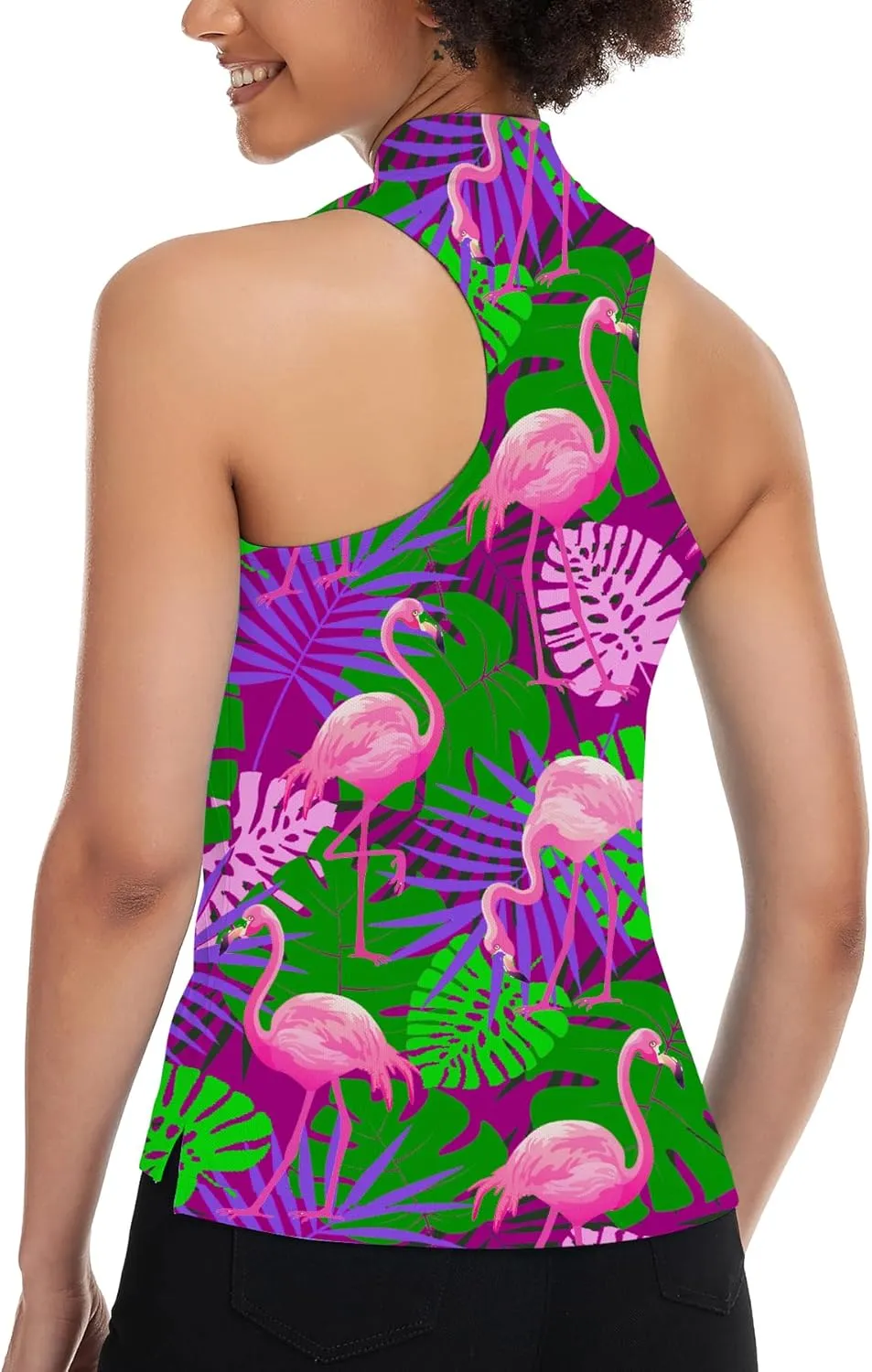 Women's Golf Shirt Sleeveless, V Neck Raceerback Polo Shirts Moisture Wicking, Quick Dry Ladies Tennis T Shirts