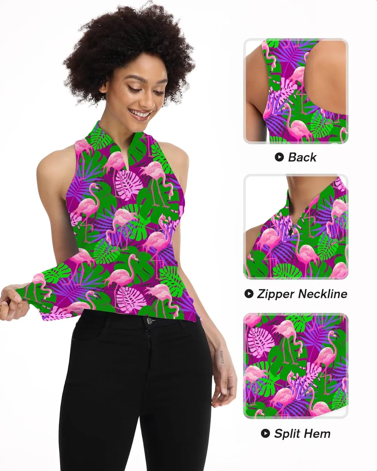 Women's Golf Shirt Sleeveless, V Neck Raceerback Polo Shirts Moisture Wicking, Quick Dry Ladies Tennis T Shirts