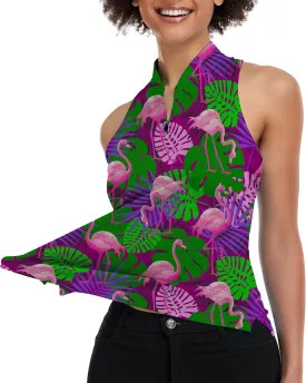Women's Golf Shirt Sleeveless, V Neck Raceerback Polo Shirts Moisture Wicking, Quick Dry Ladies Tennis T Shirts