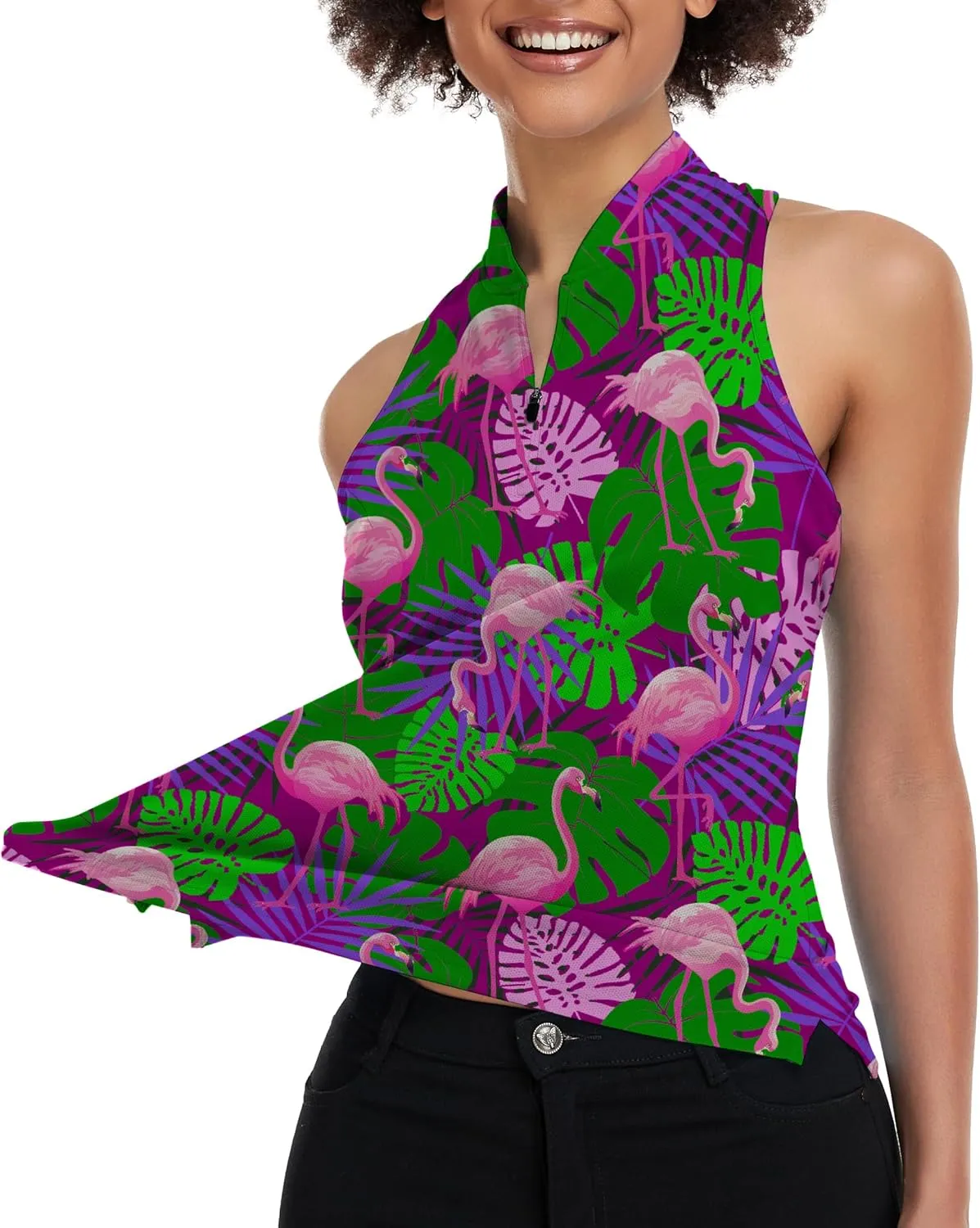 Women's Golf Shirt Sleeveless, V Neck Raceerback Polo Shirts Moisture Wicking, Quick Dry Ladies Tennis T Shirts