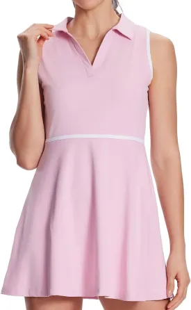 Women's Tennis Dress with Detachable Pocket Shorts, Convertible V-Neck & Polo Collar for Golf Gym