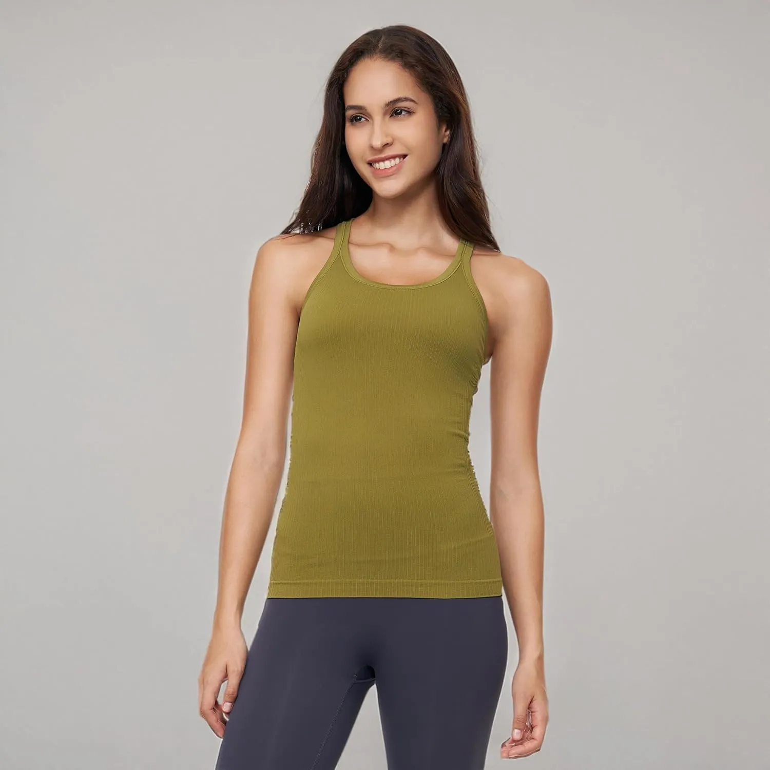 Yoga Racerback Tank Top for Women with Built in Bra,Women's Padded Sports Bra Fitness Workout Running Shirts