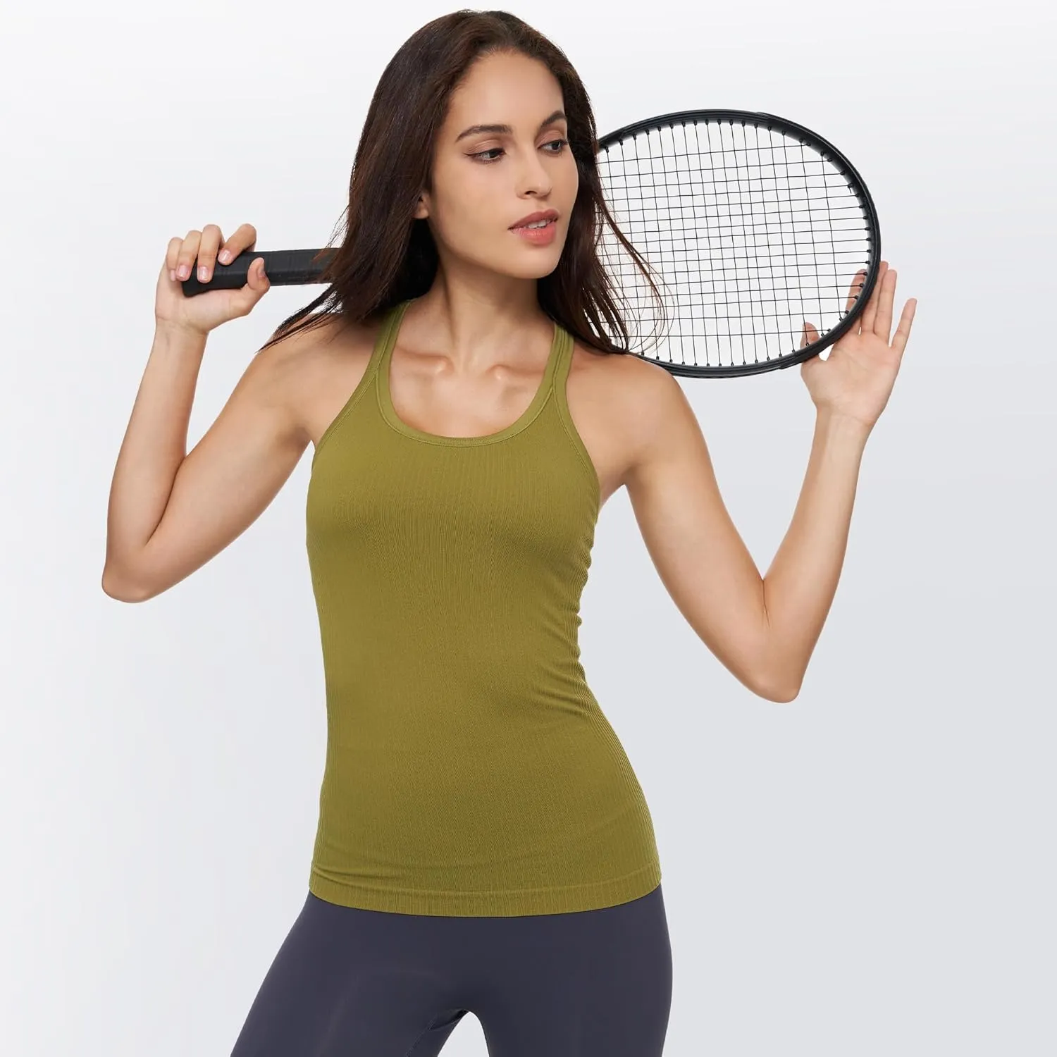 Yoga Racerback Tank Top for Women with Built in Bra,Women's Padded Sports Bra Fitness Workout Running Shirts