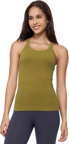 Yoga Racerback Tank Top for Women with Built in Bra,Women's Padded Sports Bra Fitness Workout Running Shirts