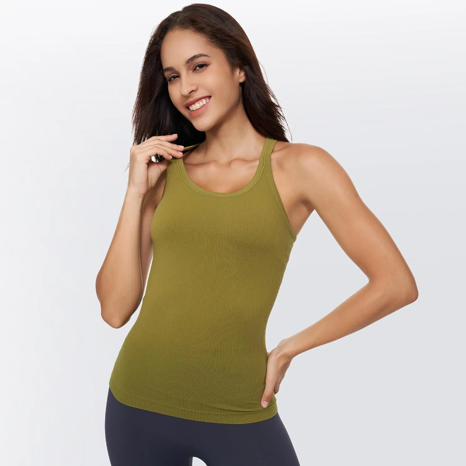 Yoga Racerback Tank Top for Women with Built in Bra,Women's Padded Sports Bra Fitness Workout Running Shirts